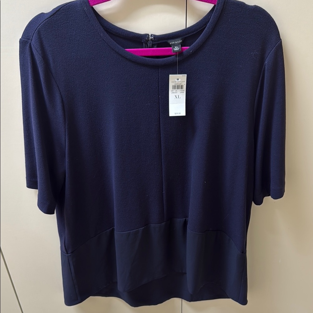 Navy Peplum Top from Ann Taylor New NWT XL